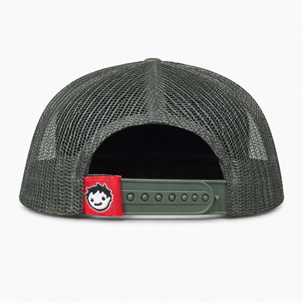 Merchboy Foam Trucker Hat – Black / Sage | Structured Snapback
