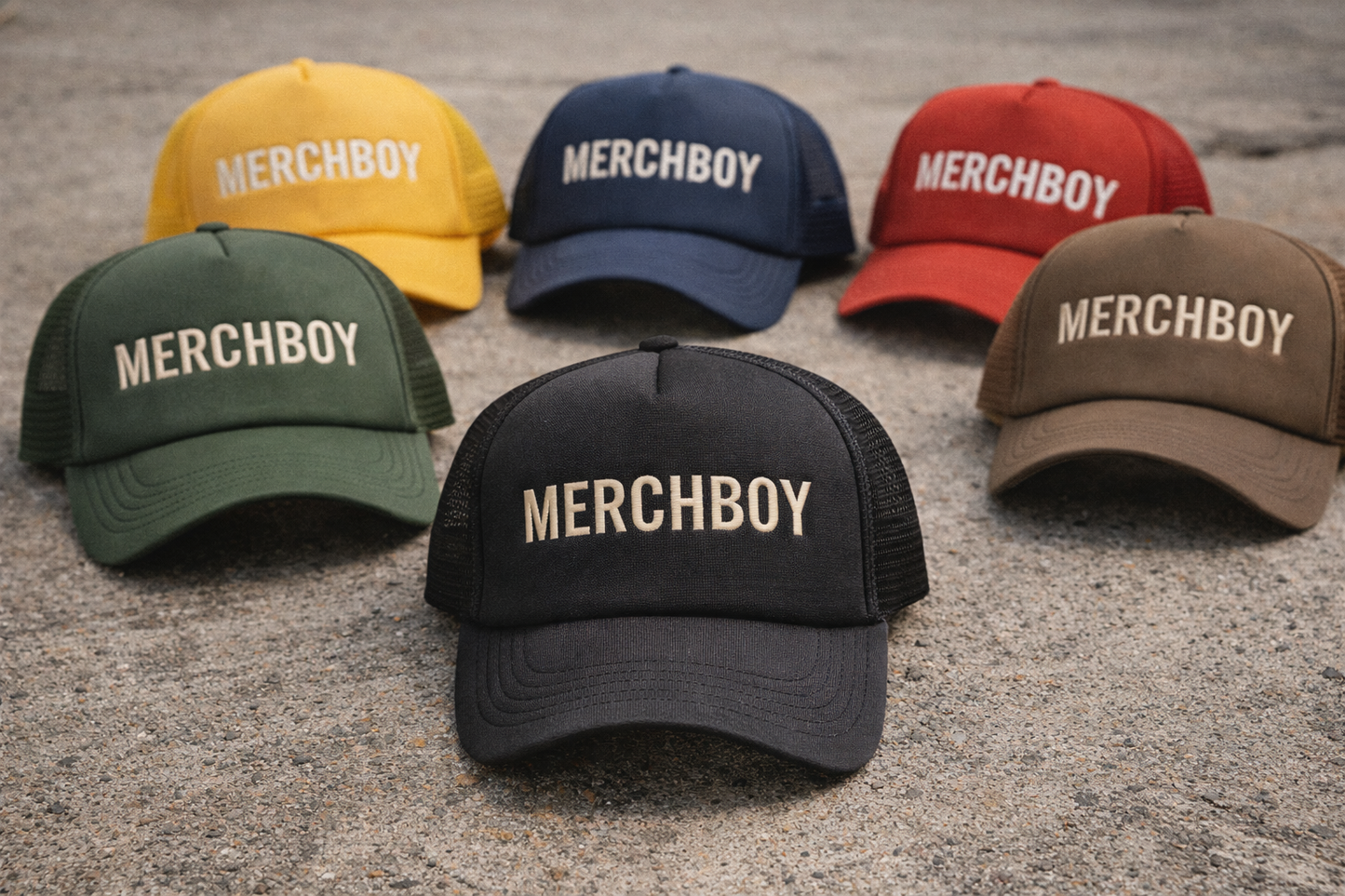 Merchboy Foam Trucker Hat – Black / Sage | Structured Snapback