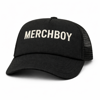 Merchboy Foam Trucker Hat – Black / Sage | Structured Snapback