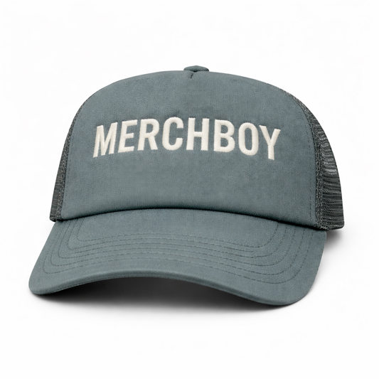Merchboy Foam Trucker Hat – Black / Sage | Structured Snapback